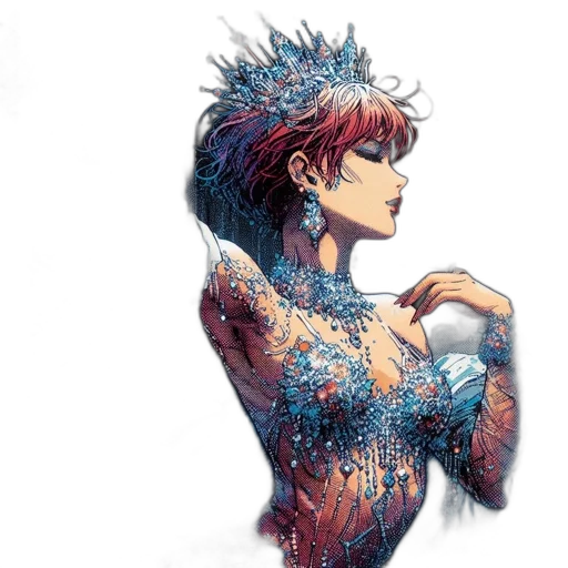dress, crown, jewelry, concept art transparent PNG cut-out