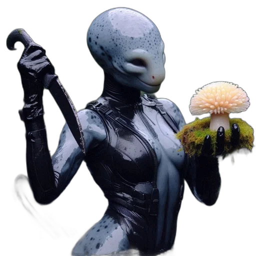 creature, robot, mask, staff transparent PNG cut-out