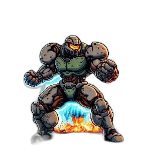 robot, weapon, sword, pixel art transparent PNG cut-out
