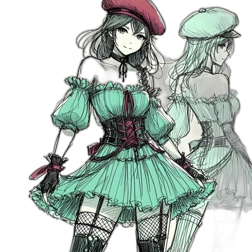 dress, hat, concept art, fantasy art transparent PNG cut-out