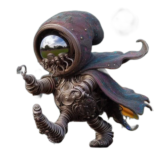 creature, mask, staff, robot transparent PNG cut-out
