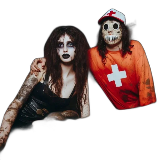 concept art, two, individuals, contrasting transparent PNG cut-out