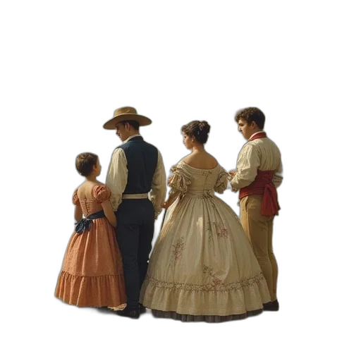 dress, hat, oil painting, photorealistic transparent PNG cut-out