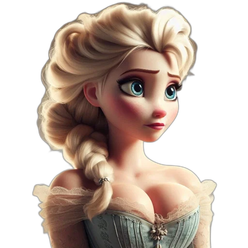 dress, face, crown, 3d render transparent PNG cut-out