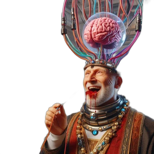crown, hat, staff, robot transparent PNG cut-out
