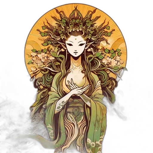 dress, staff, crown, fantasy art transparent PNG cut-out