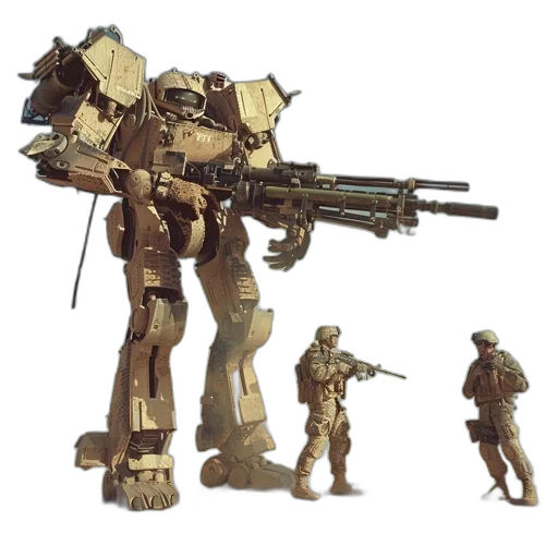 weapon, robot, concept art, 3d render transparent PNG cut-out