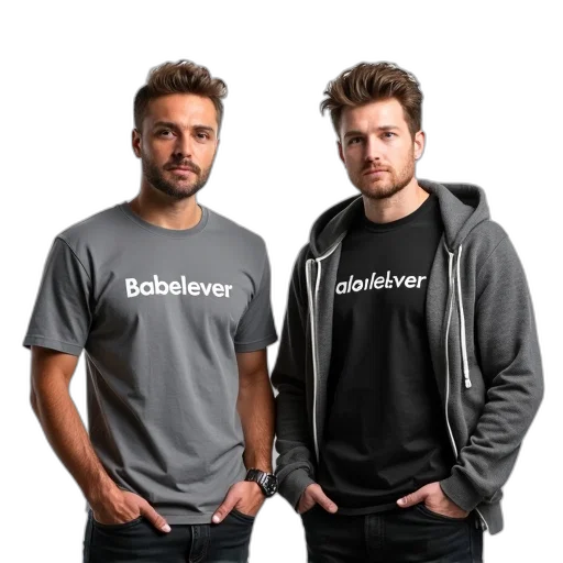 two, men, different, hairstyles transparent PNG cut-out