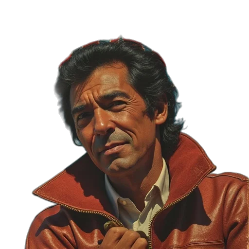 jacket, face, staff, weapon transparent PNG cut-out