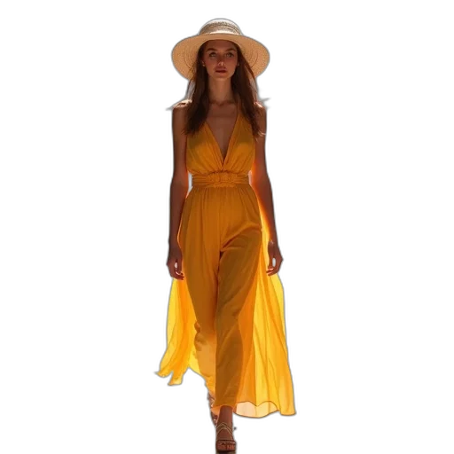 dress, hat, golden, colorful transparent PNG cut-out