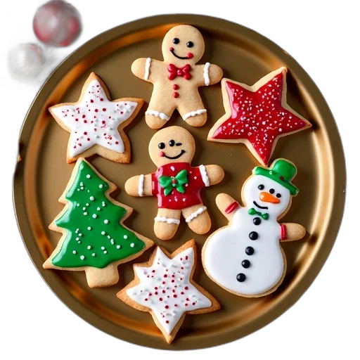 festive, holiday, cookie, platter transparent PNG cut-out