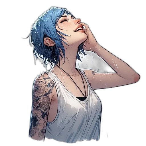 dress, face, watercolor, comic book art transparent PNG cut-out