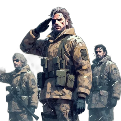 jacket, weapon, face, staff transparent PNG cut-out