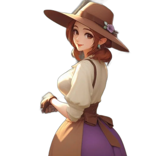 hat, staff, dress, weapon transparent PNG cut-out