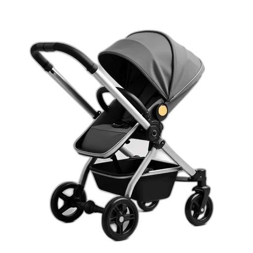 3d render, brity, stroller, grey transparent PNG cut-out