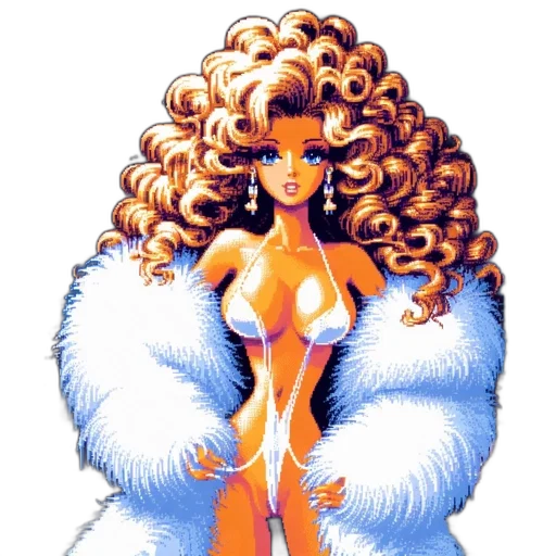 hair, dress, concept art, vaporwave transparent PNG cut-out