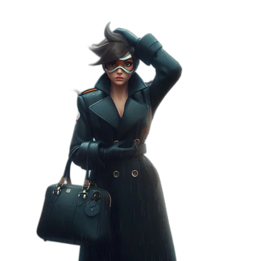 jacket, staff, concept art, cyberpunk transparent PNG cut-out
