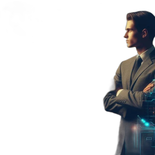 robot, cyberpunk, 3d render, man transparent PNG cut-out