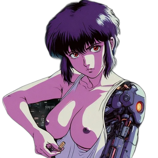 robot, dress, cyberpunk, vaporwave transparent PNG cut-out
