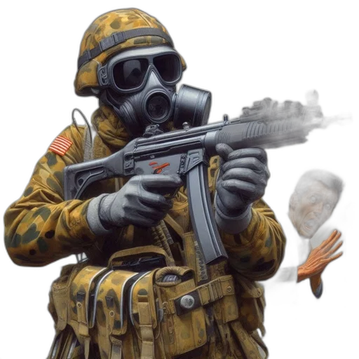 weapon, mask, jacket, face transparent PNG cut-out