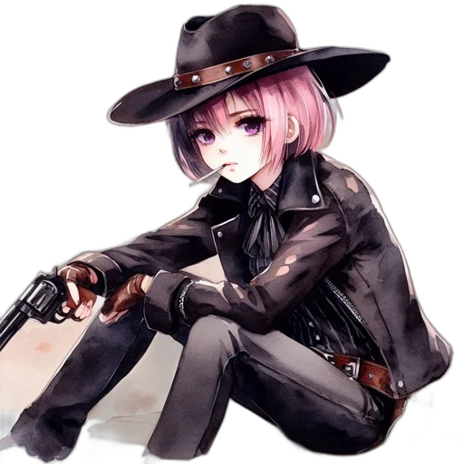 weapon, staff, jacket, hat transparent PNG cut-out