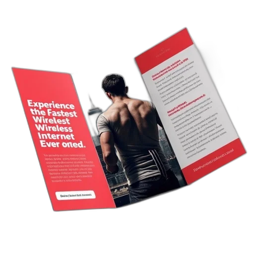 tri-fold, brochure, red, white transparent PNG cut-out