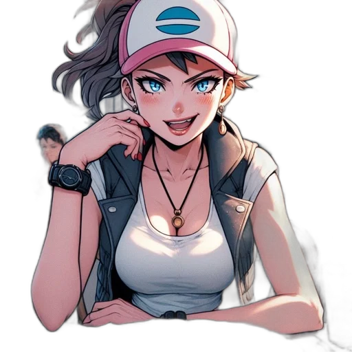 hat, staff, jewelry, face transparent PNG cut-out