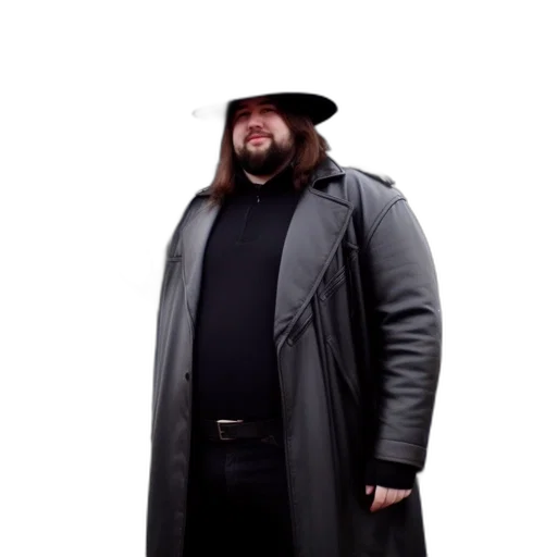 jacket, hat, creature, staff transparent PNG cut-out
