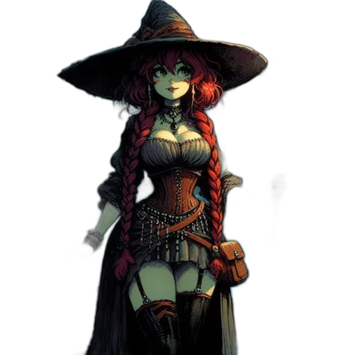 staff, dress, hat, fantasy art transparent PNG cut-out