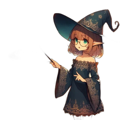 staff, dress, hat, weapon transparent PNG cut-out