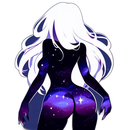 dress, creature, staff, hair transparent PNG cut-out