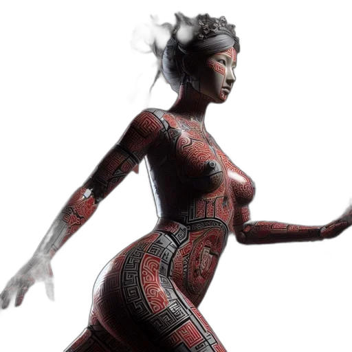 robot, dress, concept art, 3d render transparent PNG cut-out