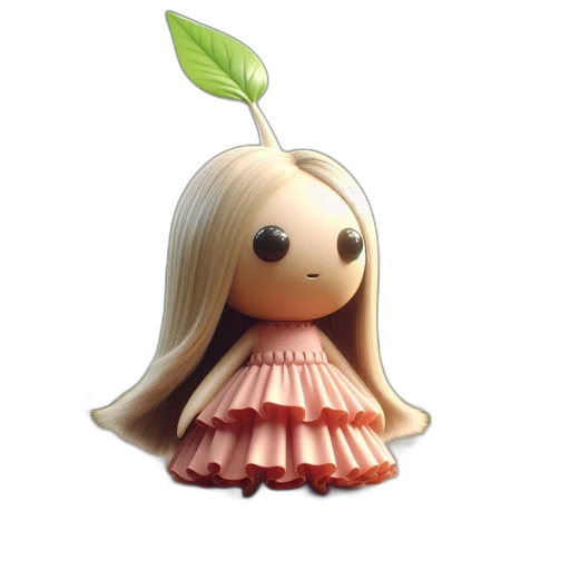 dress, hair, creature, staff transparent PNG cut-out