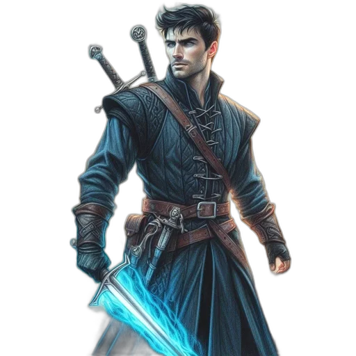 sword, staff, weapon, fantasy art transparent PNG cut-out