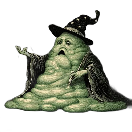creature, hat, staff, face transparent PNG cut-out