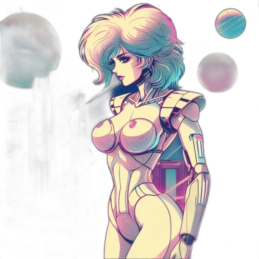 robot, concept art, cyberpunk, anime transparent PNG cut-out