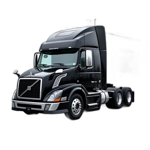 photorealistic, black, volvo, semi-truck transparent PNG cut-out