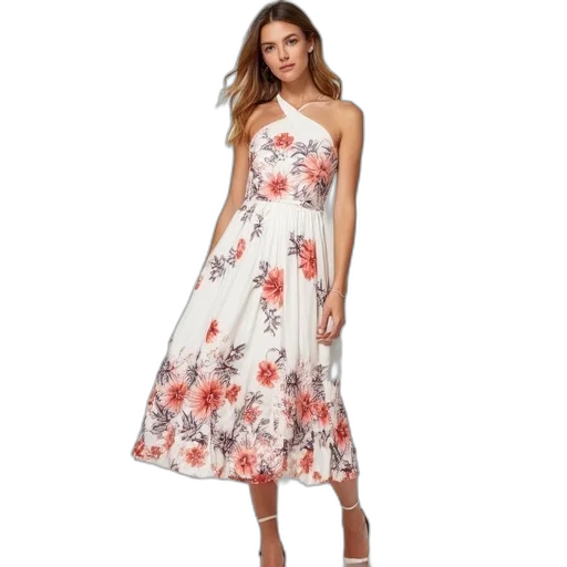 dress, one, strap, floral transparent PNG cut-out