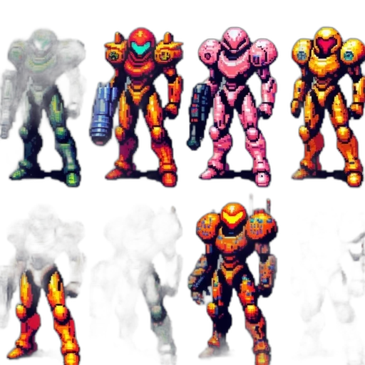 robot, concept art, pixel art, 3d render transparent PNG cut-out