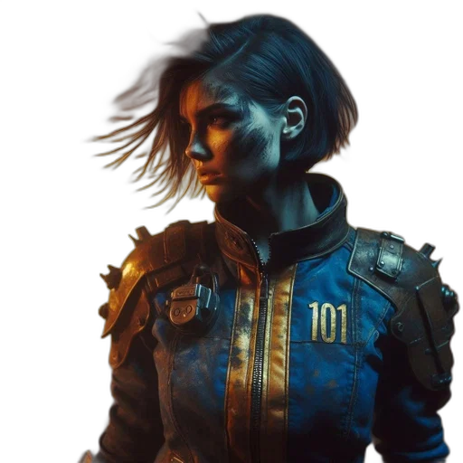jacket, face, concept art, cyberpunk transparent PNG cut-out