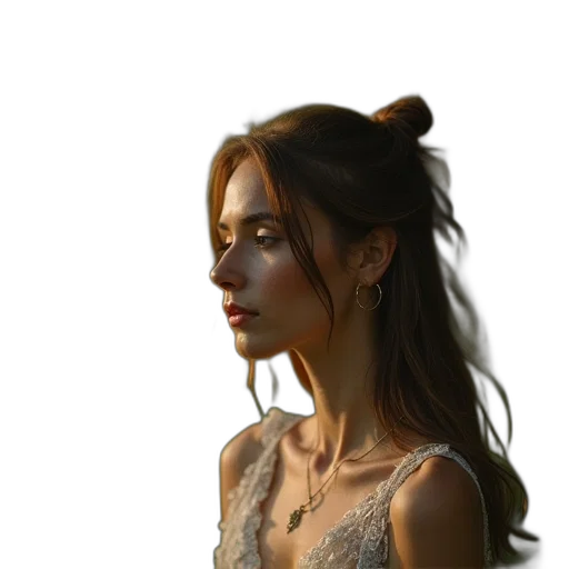 face, jewelry, dress, hair transparent PNG cut-out