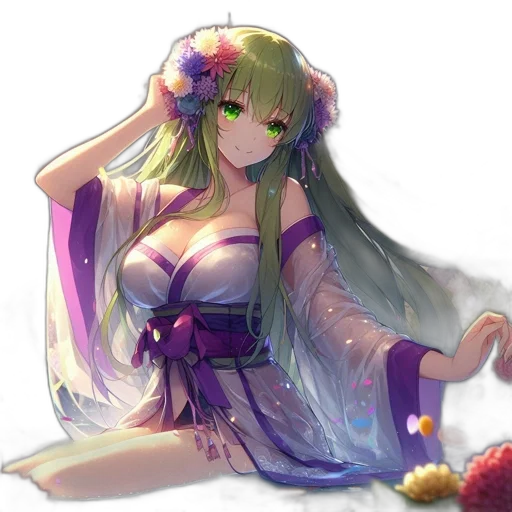 dress, flower, staff, crown transparent PNG cut-out
