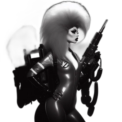 robot, weapon, staff, hair transparent PNG cut-out
