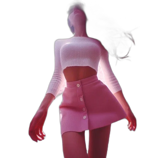 dress, jacket, staff, vaporwave transparent PNG cut-out