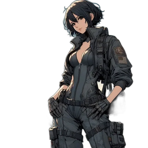 jacket, weapon, dress, concept art transparent PNG cut-out