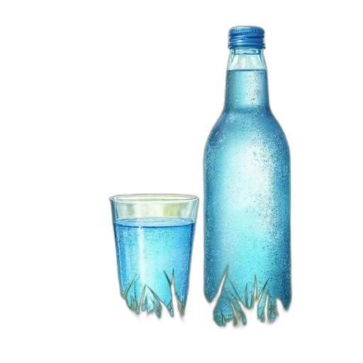 bottle, 3d render, watercolor, photorealistic transparent PNG cut-out