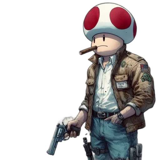 jacket, weapon, hat, robot transparent PNG cut-out