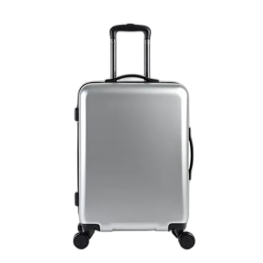 sleek, modern, silver, suitcase transparent PNG cut-out