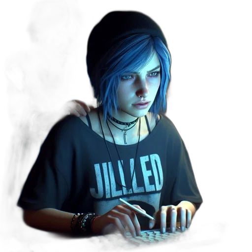 face, jacket, jewelry, concept art transparent PNG cut-out