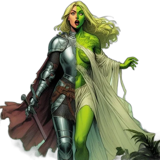 comic book art, concept art, fantasy art, green transparent PNG cut-out